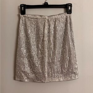 Silver Sequin Mini Skirt